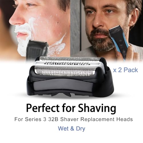 2 Pack 32B S3 Electric Replacement Shaver Head for Series 3 Shaving Razors, Compatible with S3 3040s 3080s-4 370cc 3070cc 3000s 3010, 3090cc Etc.