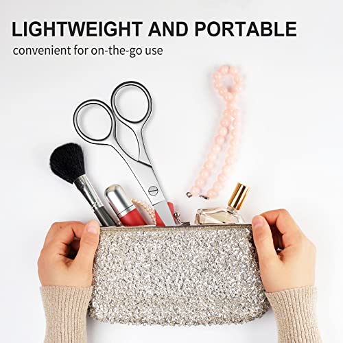 Small Scissors, Eyebrow Scissors, Nose Hair Scissors, Professional Grooming Scissors for Hair, Eyelashes, Nose, Eyebrow Trimming, Mustache. -AsonTao (Small scissors -Tip design)