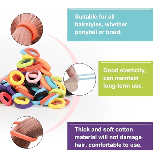 100PCS Black Hair Ties, Soft Nylon Ponytail Holders - Strong, Stretchy & Snag-Free Hair Bands, Perfect for Updos & Braids - Women & Girls Men Kids Toddler