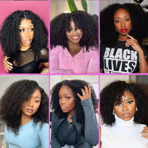 13x6 Afro Curly Lace Front Wigs - Human Hair, 200% Density, Transparent Frontal, Pre Plucked, Knots Bleached, Black, 22 Inch