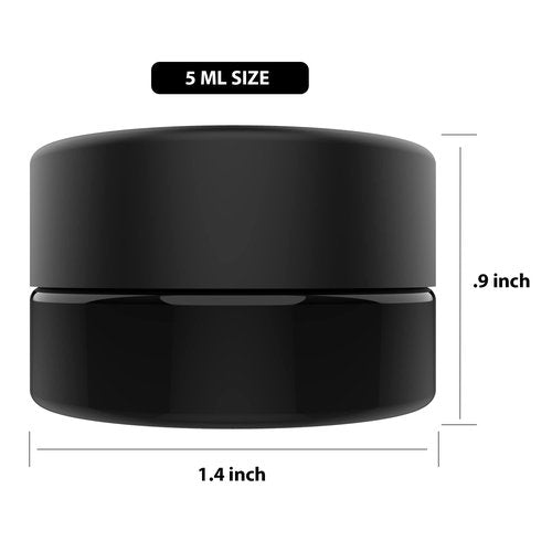 5ml Supercell Black Glass Thick Child Resistant Containers – Concentrate Storage Jars for Oil, Lip Balm, Wax, Cosmetics – Premium PE Cap Seal Lid (10)