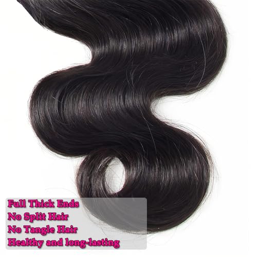 12A Human Hair Bundles 100g Body Wave Bundles Human Hair Extensions 18 Inch Brazilian Virgin Body Wave 1 Piece Deal Unprocessed Brazilian Quick Weave Extensions Natural Black