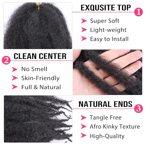 30 Inch Marley Twist Braiding Hair 8 Packs Pre-Separated Marley Hair Crochet Braids Black Long Springy Afro Kinky Hair for Crochet Locs Braiding Hair Extensions 1B#