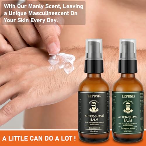 After Shave Balm for Men, Luxury After Shave Lotion for Mens Skin Care with Eucalyptus & Mint/Sandalwood - Cooling, Hydrating and Razor Bump Relief, Post Shave Balm Perfection for Soothe Skin