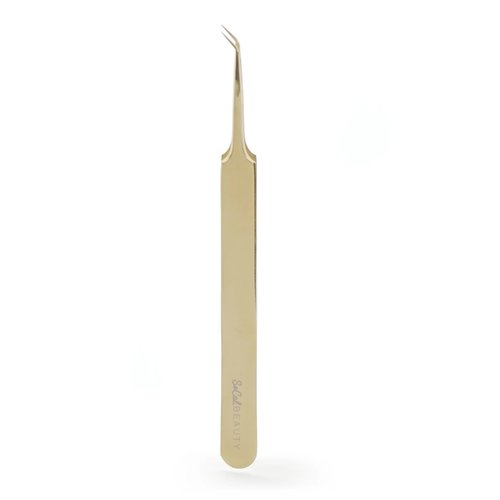 Date Classic Pickup Lash Tweezer by SoCal Beauty | Precision Gold Eyelash Tweezer for Eyelash Extensions, Hand-Tested with 1mm Guide – Ideal Lash Tweezer for Eyelash Extension