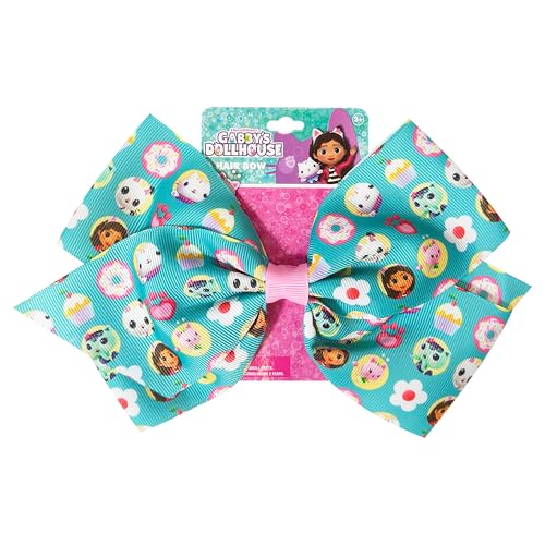 LUV HER Gabby's Dollhouse Single Hair Bow For Girls - One Large Printed Hair Bow Featuring Gabby's Favorite Characters - Alligator Clip - Hair Bows for Daily Styling or Special Occasion, Ages 3+