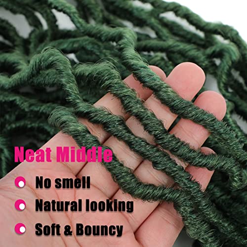 Faux Locs Crochet Hair 24Inch Soft Locs Crochet Hair 6Packs Pre Looped Green Color for Women(24 Inch, 6 Pack, Green) ¡¦