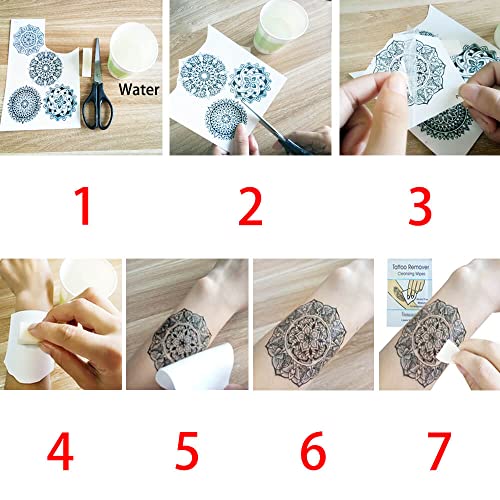 GLARYYEARS Underboob Chest Temporary Tattoos for Women Girls, 6-pack Black Fake Realistic Large Long Lasting Creative Removable Tattoo Stickers, Sexy Floral Leaf Jewelry Tramp Stamp Sketch on Body