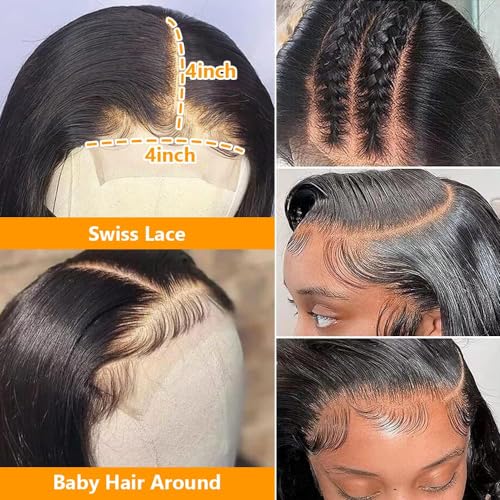 QTHAIR 16a Brazilian Straight Human Hair 4x4 Transparent Lace Closure 10inch 150% Density Swiss Lace Closure Pre Plucked Natural Hairline for Black Women