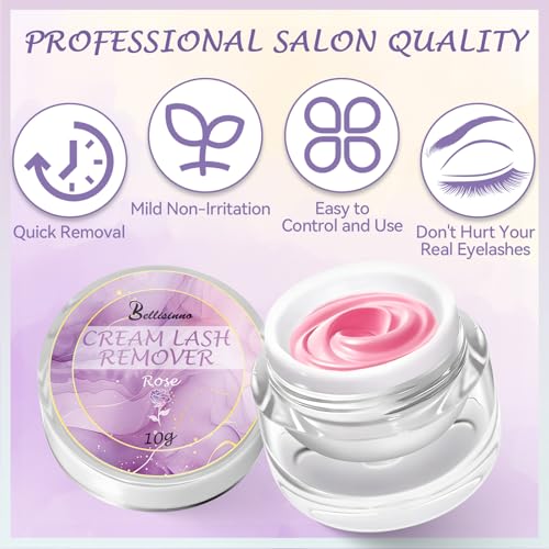 Eyelash Remover for Extensions 10g, Eyelash Extension Remover Rose Scent, Lash Remover for Lash Extensions with Eye Pads, Non-Irritating, No Residual Fast Remover Kit