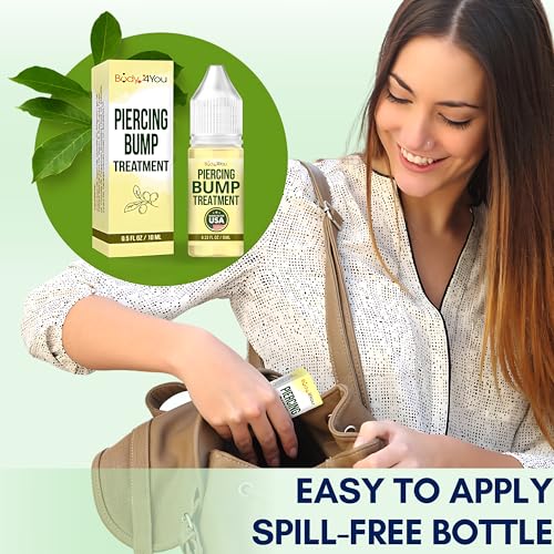 BodyJ4You Piercing Keloid Bump Removal - Natural Oil Piercing Bump Treatment - Nose Septum Belly Ear Cleaner Soothing Skin Recovery Solution - Safe Care New Piercing Reduce Scars - 24 x 0.33 Fl Oz