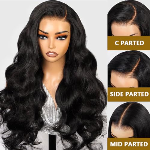 Body Wave Lace Front Wigs Human Hair Pre Plucked 200 Density HD Lace Frontal Wigs Human Hair 13X4 Body Wave Wig Glue for Women Natural Hairline 28 Inch