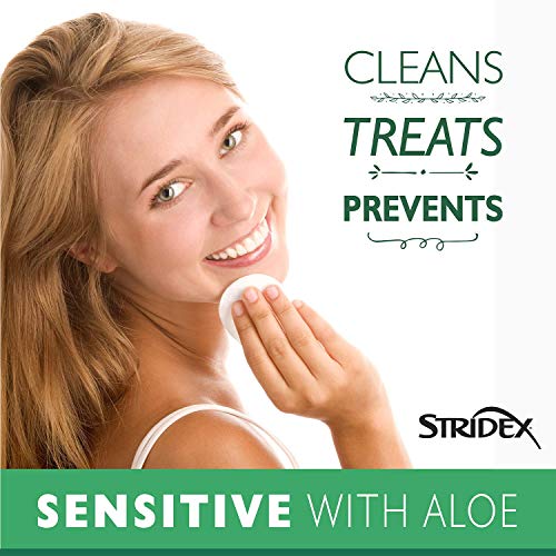 Stridex Sensitive Medicated Acne Pads, 90 Count, Pack of 3 - Alcohol-Free Face Pads, Facial Cleansing Wipes, Mild to Moderate Acne Treatment, Smooth Application