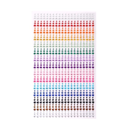 900PCS Self Adhesive Rhinestone Stickers, Gem Sticker for Face, Hair, Craft, Clothes, Shoes, Phone, 3 mm to 5 mm Multicolored Diamond Stickers for DIY