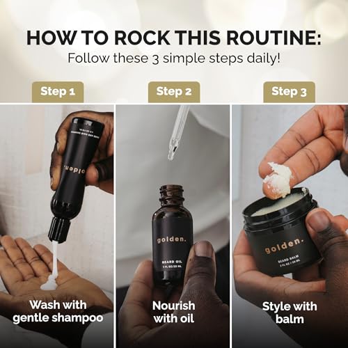 Golden Grooming Co. Everyday Beard Bundle ? Complete Beard Care Set | Includes Beard Oil, Balm & Shampoo (Regular, Fresh)