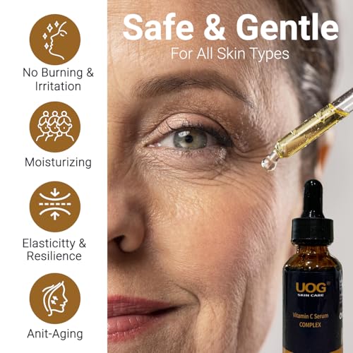 UOG (United One) Super Vitamin C Face Serum - Anti-Aging, Hydrating & Firming Formula, Lifts & Firms Face, Neck, Jawline, Reduces Dark Spots, Fine Lines, Wrinkles,1 Fl Oz- Pack of 2