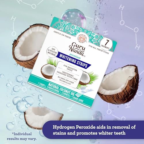 GuruNanda Teeth Whitening Strips - 7-Day Treatment with Non-Slip, Dry Strip Technology - Whitening Designed with Care for a Brighter Smile