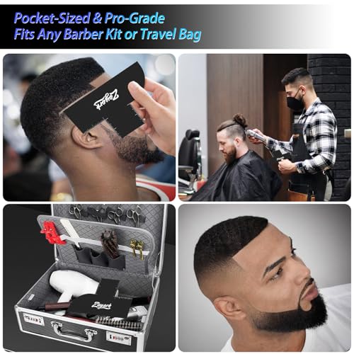 Barber Enhancement Card ? Hairline Stencil with Right Angle & Long Straight Edges ? Haircut Template with Extra Guide Lines ? Reusable Tool for Line-Ups, Fades & Edge-Ups (Black)