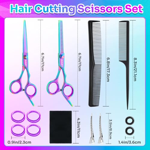 Hair Cutting Scissors Shears Kit, 6.7¡± Barber Scissors,Professional Haircut Kit,Stainless Steel Hairdressing Thinning Scissors Shears for Barber,Salon,Women,Home,Men