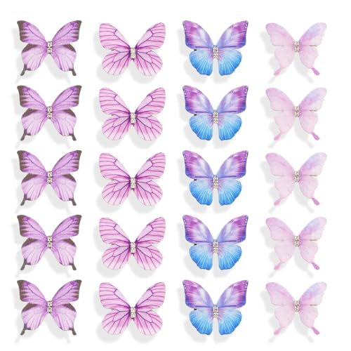 TODDER 20PCS Purple Butterfly Hair Clips for Women and Girls Y2k Fairy Hair Accessories Cute Mini Butterfly Hair Clips for Themed Party, Prom,Birthday, Wedding and Back to School