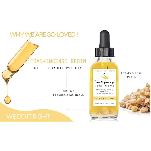 Fortifying Frankincense Resin Infused 100% Organic Black Seed, Rosehip & Castor Oils for Face Miracle Anti-Aging Facial Moisturizer Cold Pressed Oils Natural Serum Skincare Hydrates Skin