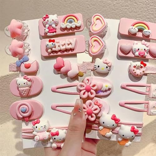 12 Pieces Kawaii Hair Clips for Girls Cartoon Girl Hair Accessories,Cute Things for Teen Girl Gifts (Kitty-1)
