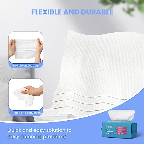 100 Sheet Daily Cleansing Towels Ultra Soft Dry Wipes for Sensitive Skin Disposable Facial Washcloths 100% Organic Viscose (Pack of 3)
