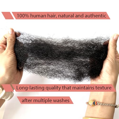 Tight Afro Kinky Human Hair for Dreadlocks,Ideal for Making Locs,Repair Extensions,Twist or Braids 4 Bundles/Package Natural Black #1B 8inch