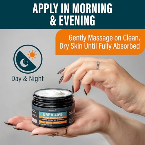 NUVADERMIS Urea Cream 40% for Feet ? Maximum Strength Foot Repair Lotion with 2% Salicylic Acid, Shea Butter, Tea Tree Oil, and Vitamin E ? For Dry, Cracked Heels ? 5.29 oz Jar - 2 Pack