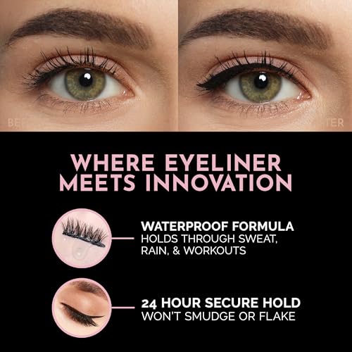 Luxillia Magnetic Eyeliner for Magnetic Eyelashes, Upgraded Strongest Hold, Most Natural Look, Waterproof, Smudge Proof Liquid Liner in Black