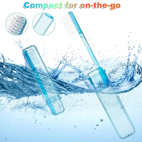 Travel Toothbrush - Folding Toothbrush, Transparent Foldable Handle, Soft Toothbrushes for Adults, Multicolor Pack of 5