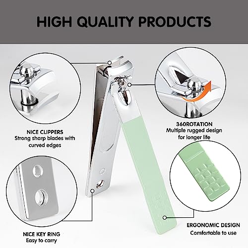 Nail Kit, Manicure Kit, Nail Care Kit For Women, Manicure Pedicure Set, Nail Clippers Toenail Clippers Kit, Professional Manicure Kit Pedicure Kit, Green Travel Case, Set of 12.