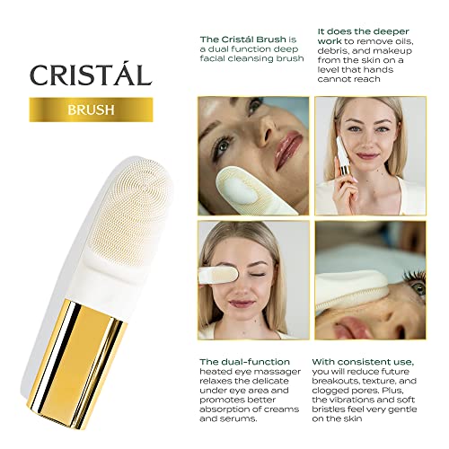 DARCASE CRIST?L ? A Luxury Facial Cleansing Brush. Dual Function - Deep Cleansing with Silicone Bristles & Heated Eye Massage