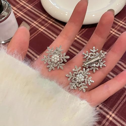 Sparkly Rhinestone Hair Barrettes for Women - Silver Mini Pearl Hairpins, Party Hair Accessories Gift Set