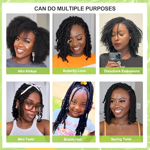 16 Inch Afro Kinkys Bulk Human Hair Kinky Curly Braiding Hair for Mini Twist 50g/Pack Natural Black 4C Dreadlock Extensions for Permanent Sister Locs/Mini Twists/Braids/Repair Can Dye and Bleach