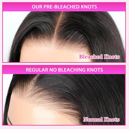 7X5 HD Glueless Wigs Human Hair Pre Plucked Pre Cut Pre Bleached Knots,Wear and Go Glueless Wigs,Straight Lace Front Closure Wig for Black Women 200% Density 26 Inch