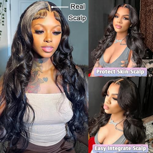 V Part Wig Human Hair Body Wave Natural Black 24 Inch | Body Wave Human Hair Wig Upgrade U Part Human Hair Wigs for Black Women Glueless Wig Wear and Go 180 Density