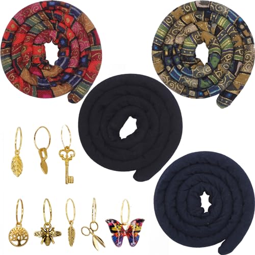 4 Pieces Spiral Lock Hair Tie Dreadlock Hair Tie for Women and Men Braids Dreadlock Accessories Colorful Dread Ties for Braids Loc Thick Curly Hair (Multi)