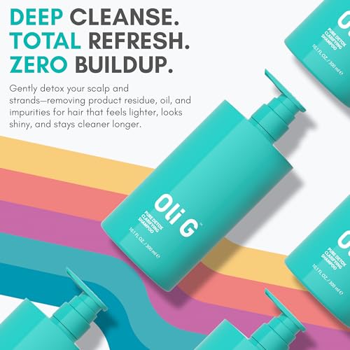 Oli G Pure Detox Clarifying Shampoo 10.1 fl oz / 300 ml ? Deep Cleansing Shampoo with Lemon Extract ? Build-Up Removing, Scalp-Refreshing & Prep-Boosting Formula for All Hair Types