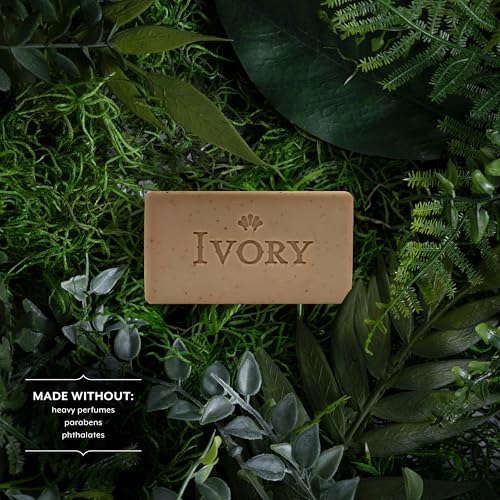 Ivory Exfoliating Bath Bar Soap, Designed for Whole Family with Plant-Based Cleansers, Made Without Heavy Perfumes, Parabens or Phthalates, Warm Vanilla + Oat Milk Scent, 3.17 oz (4 Count)