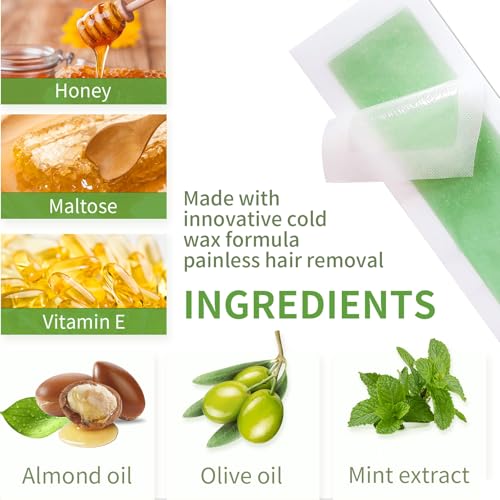 Facial Wax Strips for Women ? 98% Natural Formula, Hypoallergenic for Sensitive Skin ? Face Wax Strip for Hair Removal, Gentle & Quick Eyebrow Wax Strips for Upper Lip, Chin, Legs & Bikini Line