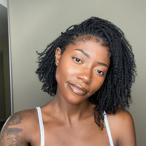 0.2 cm Width 10 Inch 100 Strands Human Hair Loc Extensions, Natural Black 100% Full Handmade Permanent Real Human Hair Dreadlock Extensions for Women/Men/Kids Can Be Dyed Bleached Curled Twisted