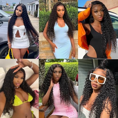 Water Wave Bundles Human Hair Brazilian Virgin Water Wave 4 Bundles Curly Wave Bundles Wet and Wavy Water Wave Bundles for Black Women Water curly Ocean Wave Bundles 22 24 26 28in