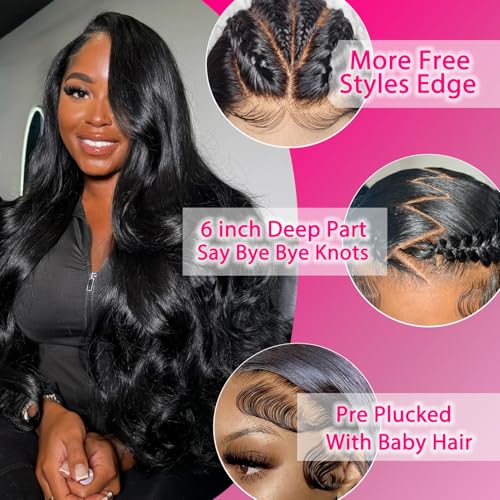 Sunelk 30 Inch 13x6 Lace Front Wigs Human Hair 200% Density Body Wave Lace Front Wigs HD Transparent Lace Frontal Wigs for Women Glueless Wigs With Baby Hair
