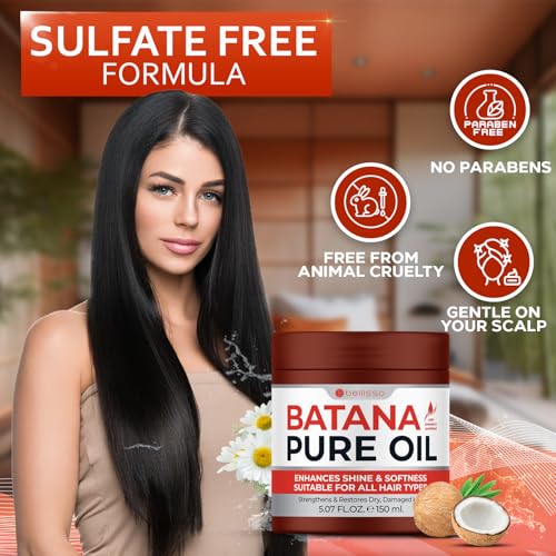 Batana Oil - Pure, Unrefined and Cold Pressed - Volumizing Hair Treatment for Women and Men - Hydrating Nourishment for Dry, Broken and Brittle Split Ends - Deep Hydration and Moisture Hair Mask