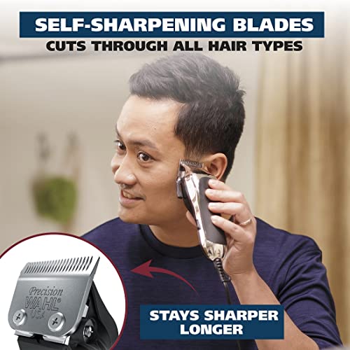 Wahl USA Chrome Pro Corded Clipper Complete Haircutting Kit for Men ? Powerful Total Hair Clipping, Beard Trimming, & Grooming - Model 3024635