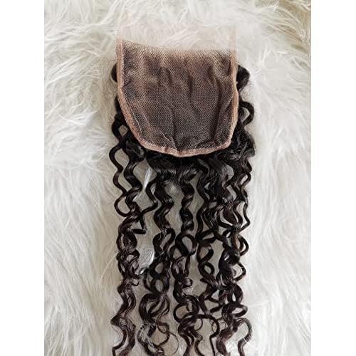 Clytie One Donor Raw Curly 4x4 Mediun Brown Swiss Lace Closure Indian Temple Hair Cuticle Aligned Unprocessed Virgin Hair Piece (4x4 18" closure)