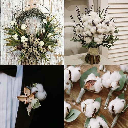 25 Pcs White Cotton Bolls Balls Decor, Dried Cotton Balls for Wreath Decorative, Home, Wedding Decor Balls