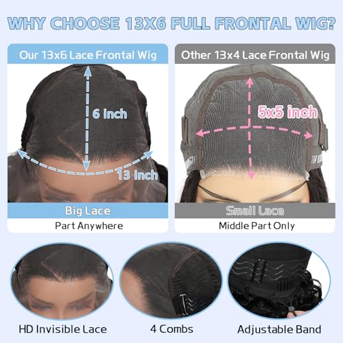 13x6 Body Wave HD Lace Glueless Drawstring Wigs Human Hiar 200% Density Pre Plucked Pre Cut Ear to Ear Full Lace Closure Wear and Go Wig Pre Everything Bleached Knots 28 inches