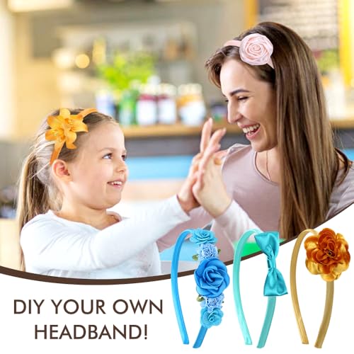 Cinaci 30 Pieces Candy Color Width 1cm/0.4" Thin Plastic Headbands Satin Covered Blank Plain DIY Craft Headbands for Women Girls Teens Kids